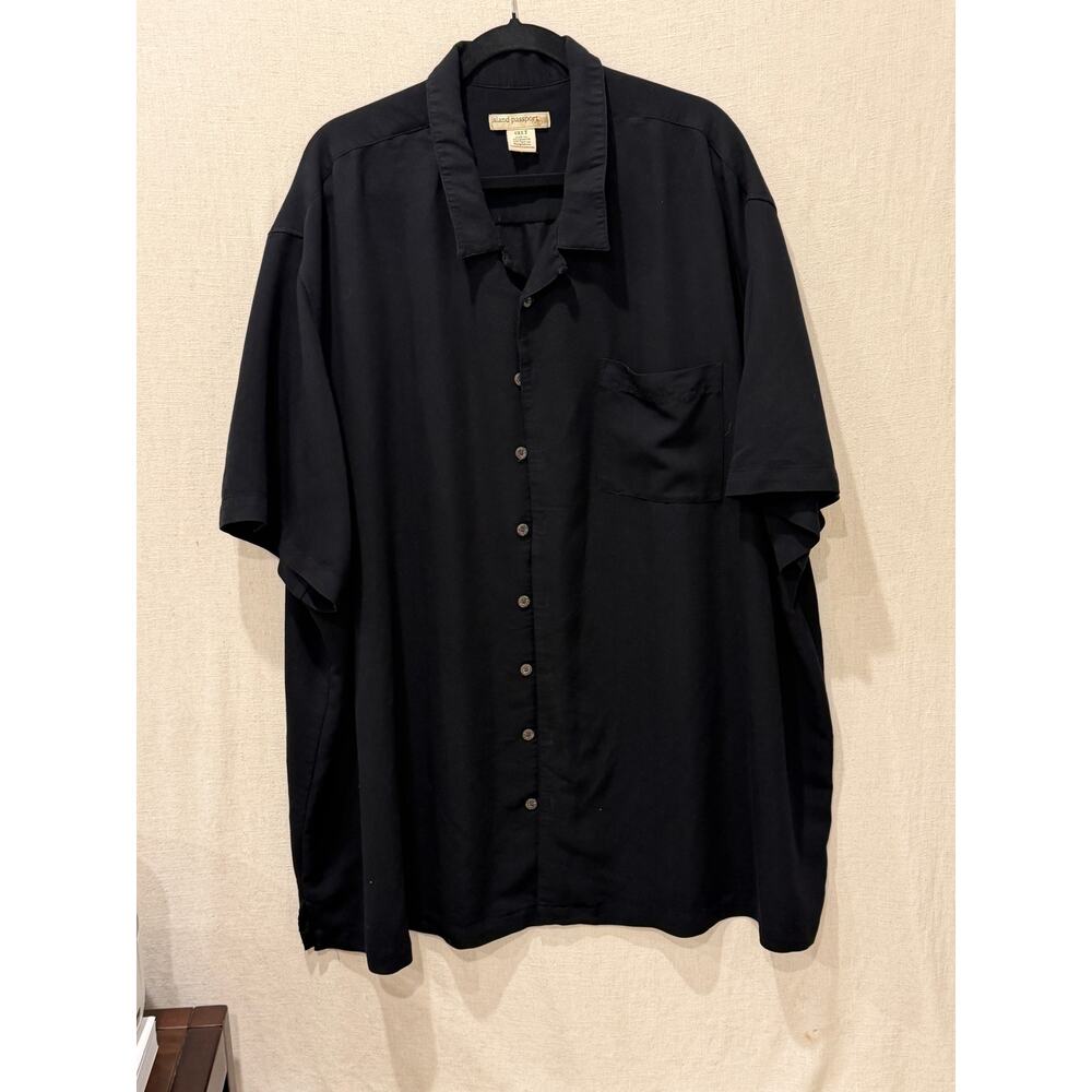 Mens 4XLT Black Rayon Resort Shirt Short Sleeve Button Front Casual Lightweight
